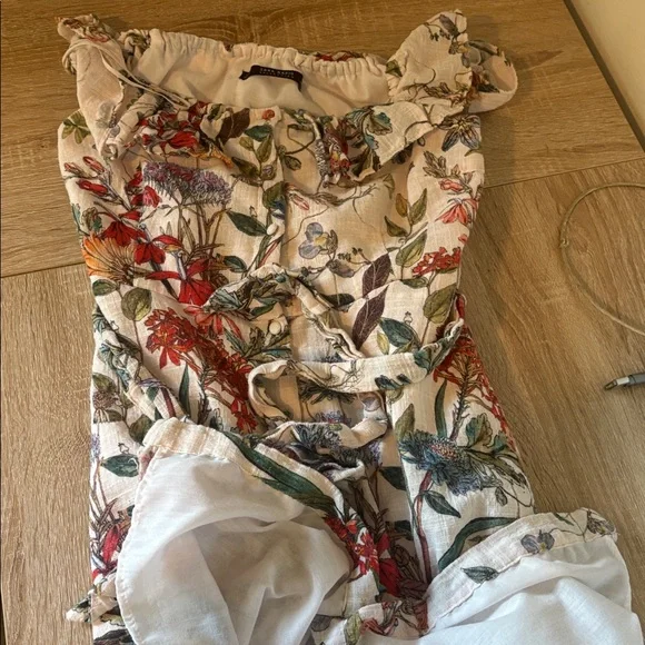 Zara Floral Button Down Off The Shoulder Dress - Picture 13 of 13